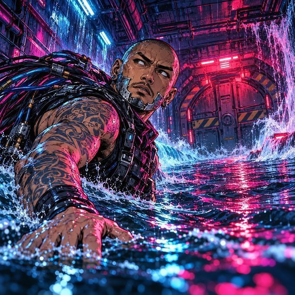 Cyberpunk Manga – Mann-Porträt