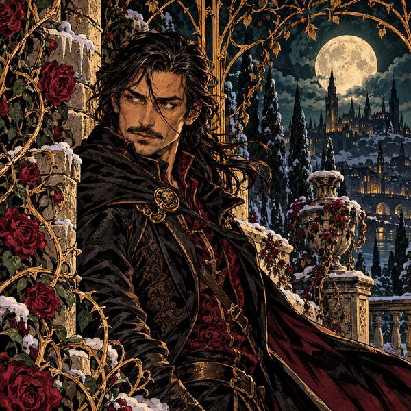 Dark Art Nouveau Comic Portrait – Mann-Porträt