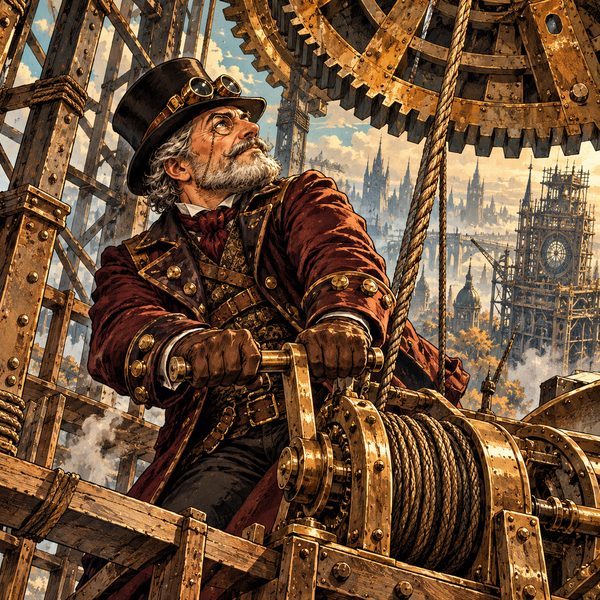 Hand-Painted Steampunk Graphic Novel – Mann-Porträt
