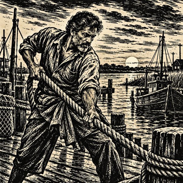 Linocut / Woodcut – Mann-Porträt