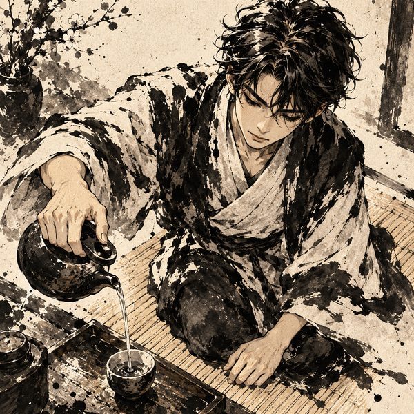Manga Ink Painting – Mann-Porträt