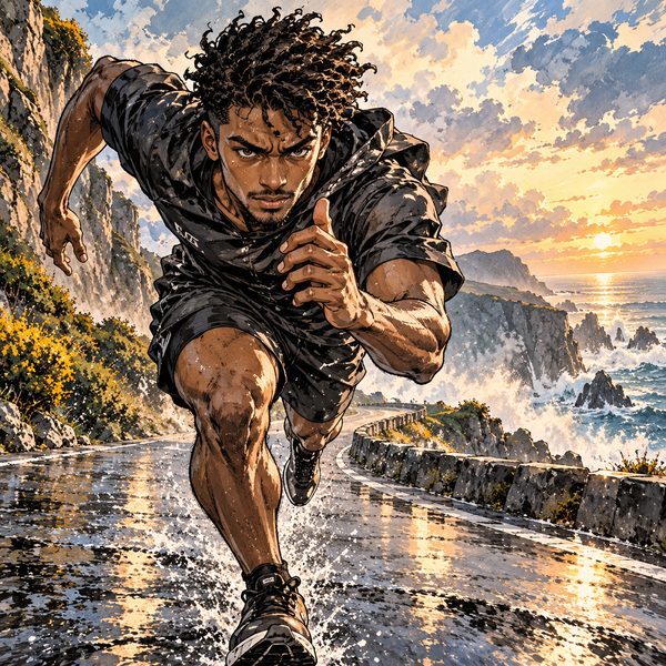 Painterly Manga with Expressive Ink Outlines – Mann-Porträt