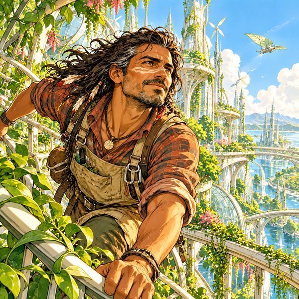 Solarpunk – Mann-Porträt