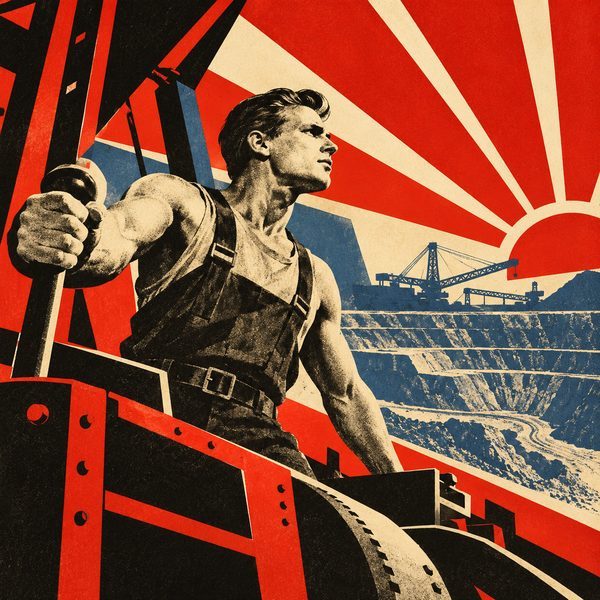 Soviet Constructivist Poster – Mann-Porträt