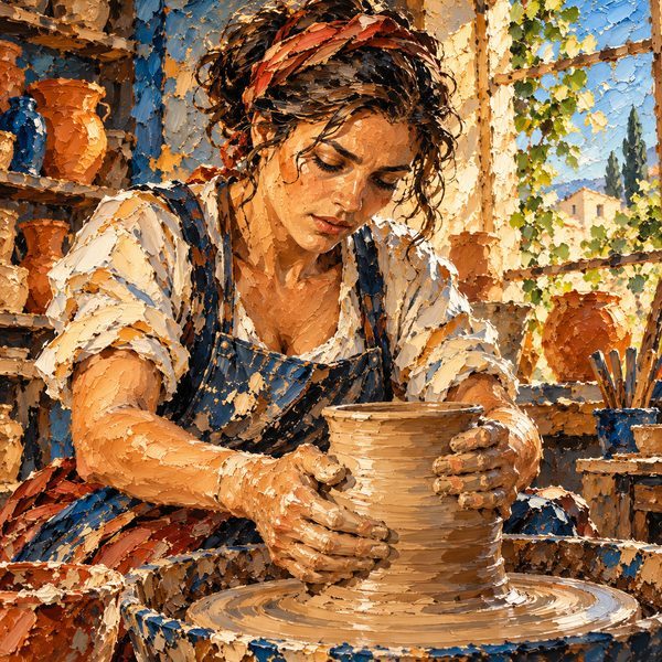 Impasto Oil Painting – Frau-Porträt
