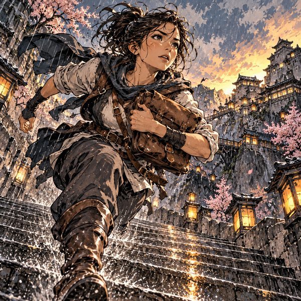 Painterly Manga with Expressive Ink Outlines – Frau-Porträt