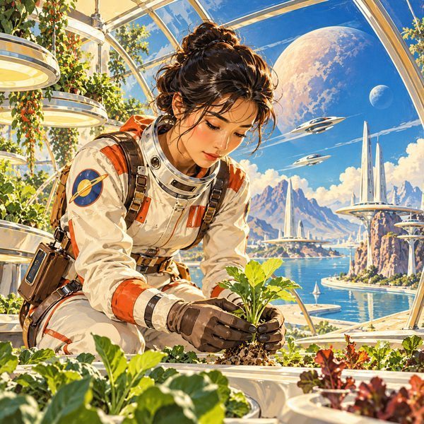 Retrofuturism – Frau-Porträt