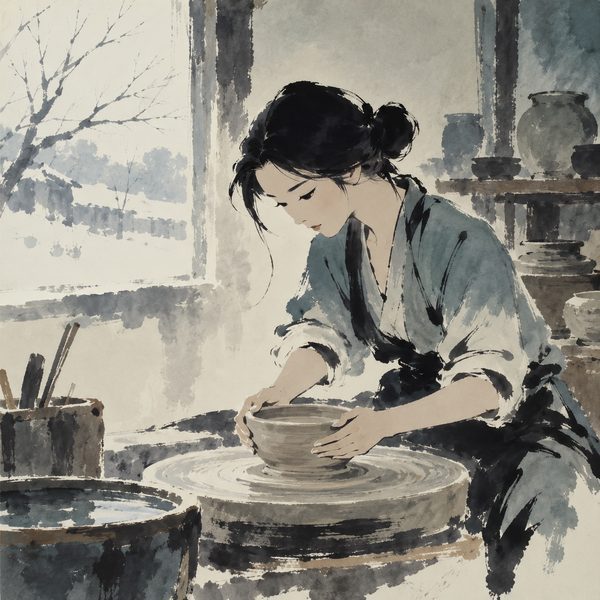 Shanghai Ink-Wash Animation – Frau-Porträt