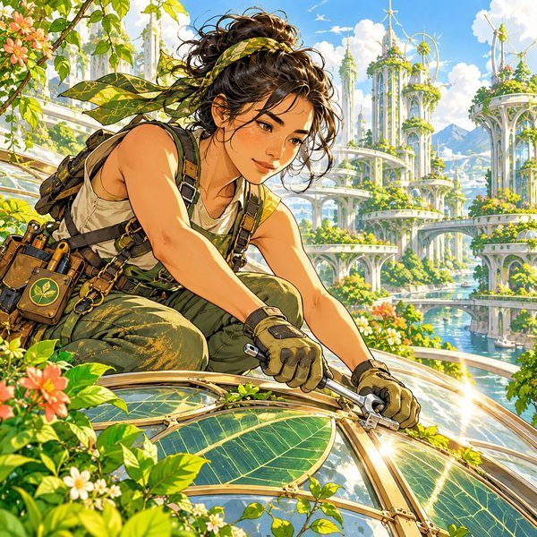 Solarpunk – Frau-Porträt