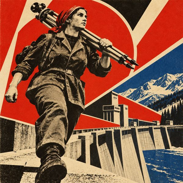 Soviet Constructivist Poster – Frau-Porträt