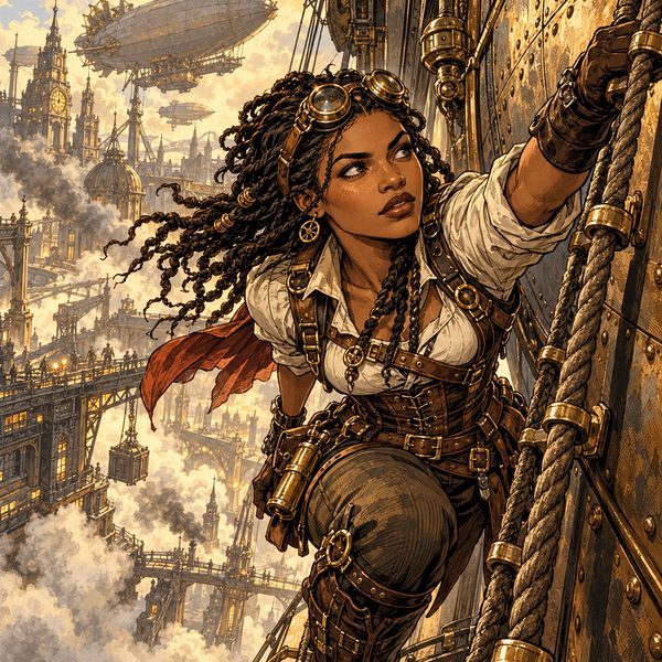 Steampunk Illustration – Frau-Porträt